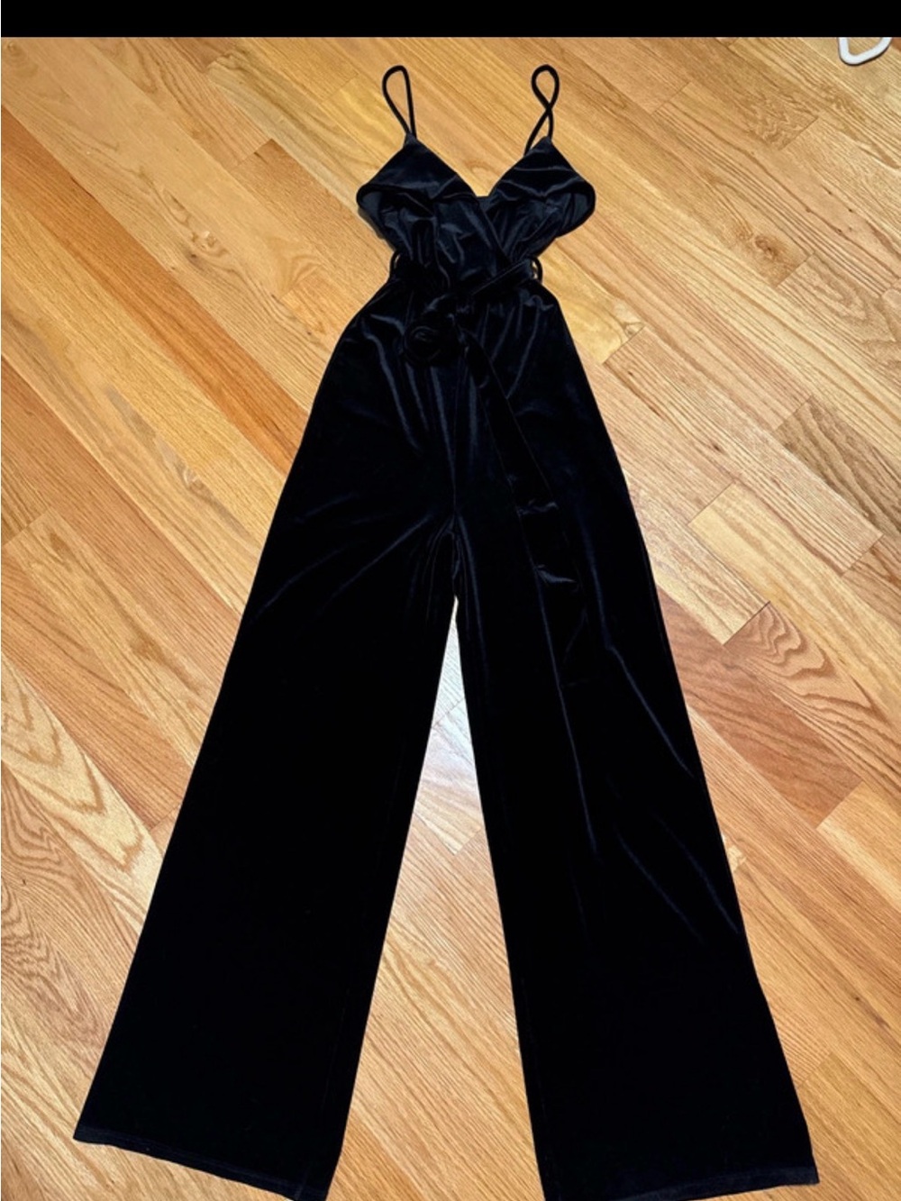 Lulus velvet black jumpsuit